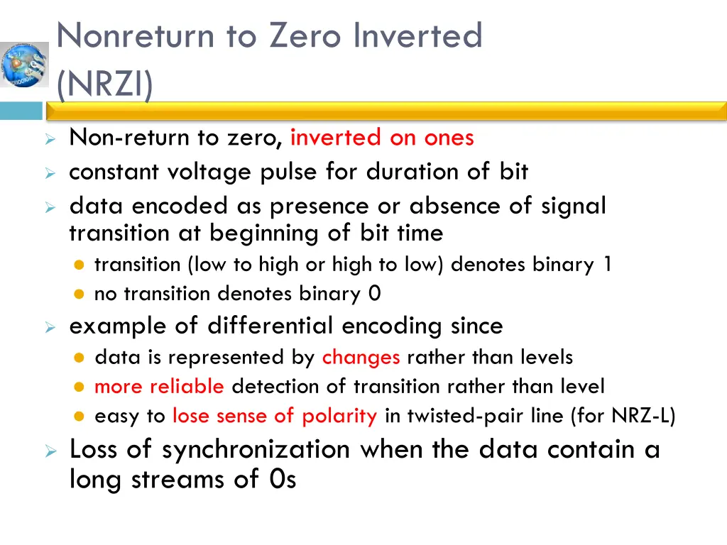 nonreturn to zero inverted nrzi