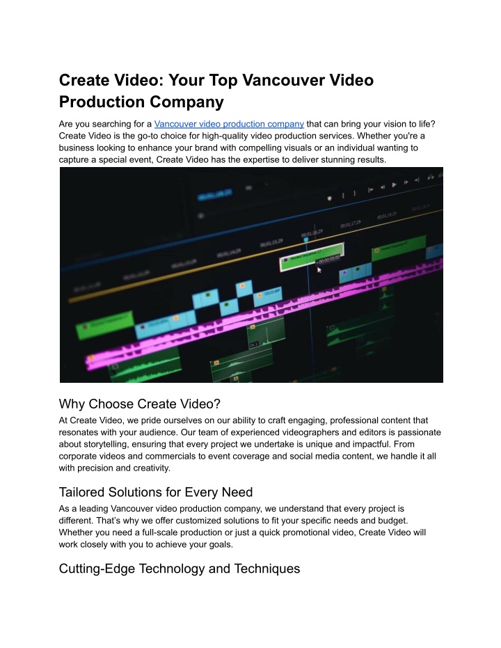 create video your top vancouver video production