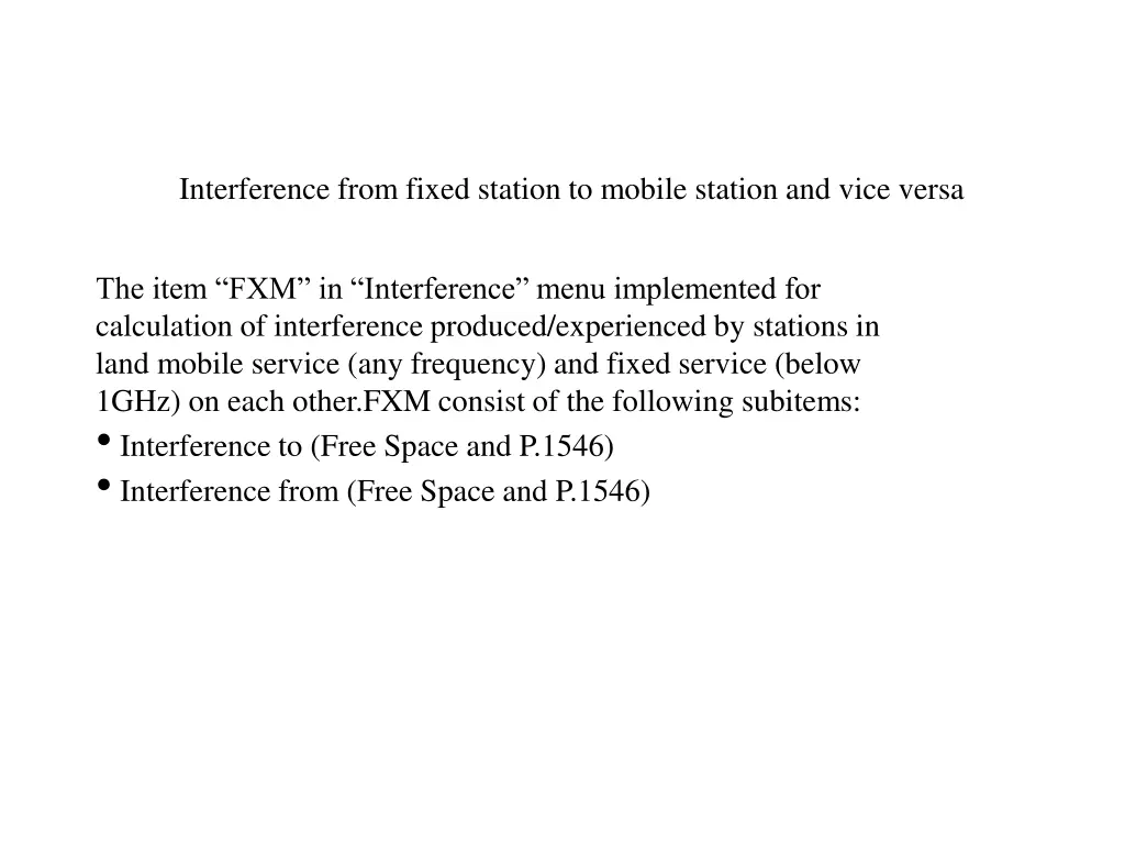 interference from fixed station to mobile station