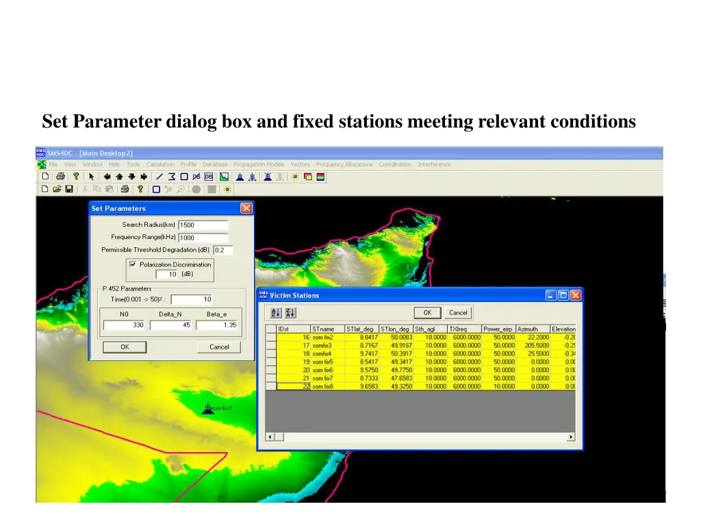 set parameter dialog box and fixed stations