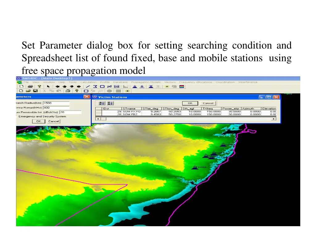 set parameter dialog box for setting searching