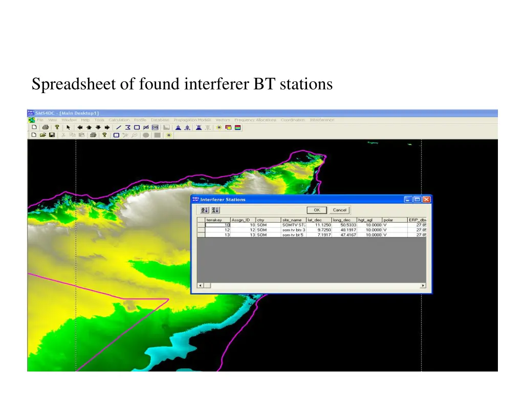 spreadsheet of found interferer bt stations