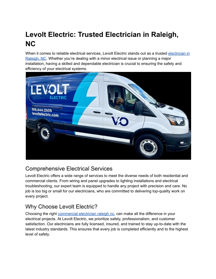 levolt electric trusted electrician in raleigh nc