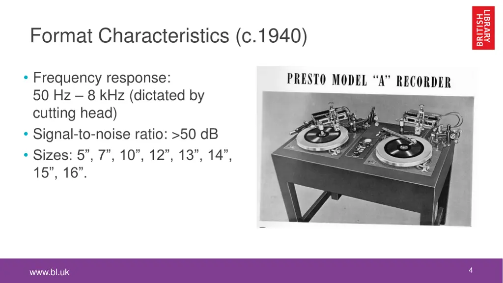 format characteristics c 1940