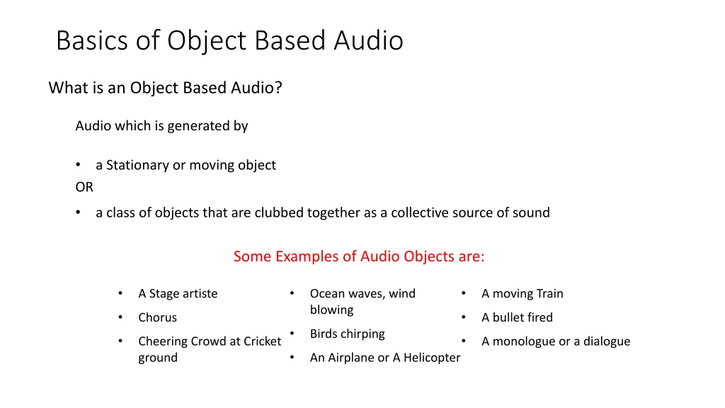 basics of object based audio