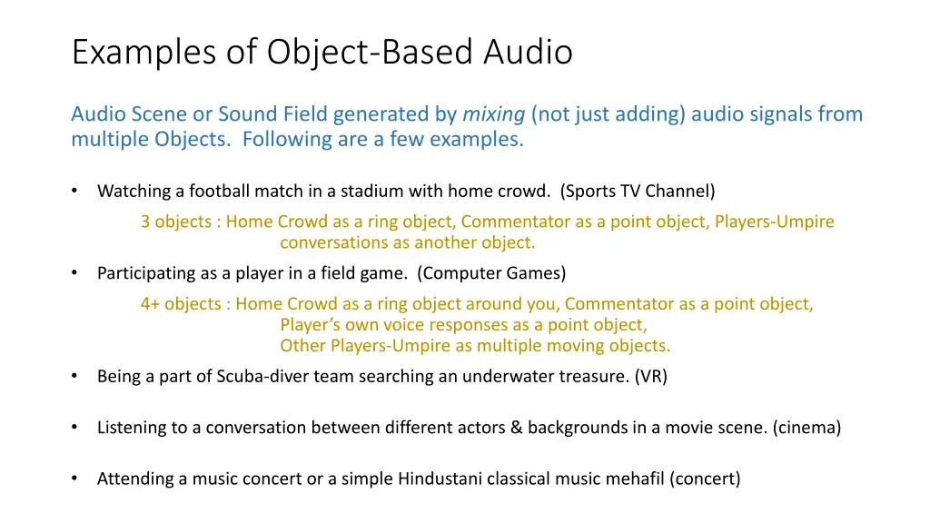 examples of object based audio