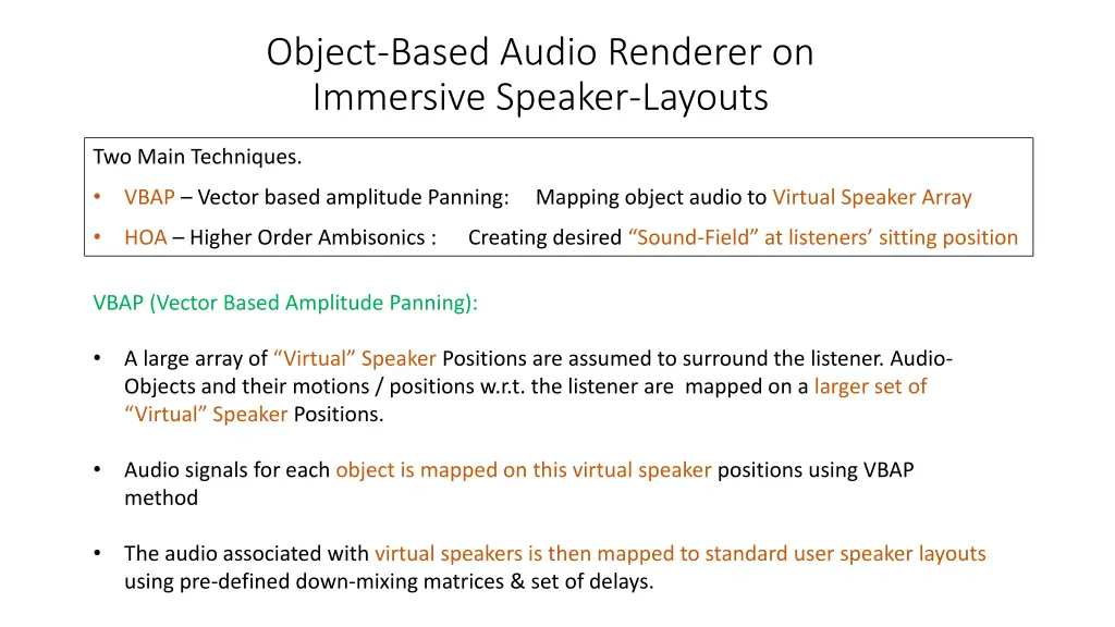 object based audio renderer on immersive speaker 3