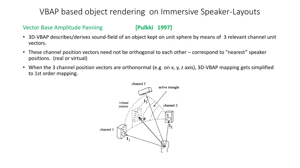 vbap based object rendering on immersive speaker