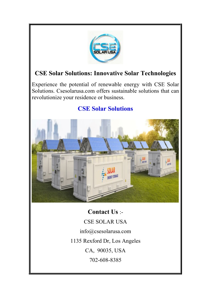 cse solar solutions innovative solar technologies