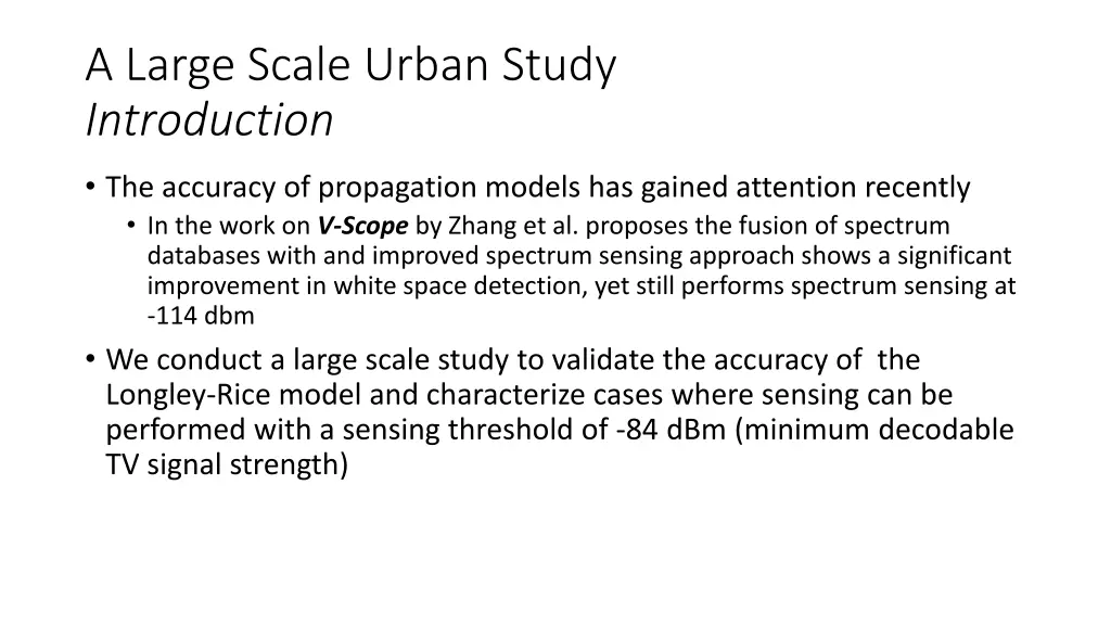 a large scale urban study introduction