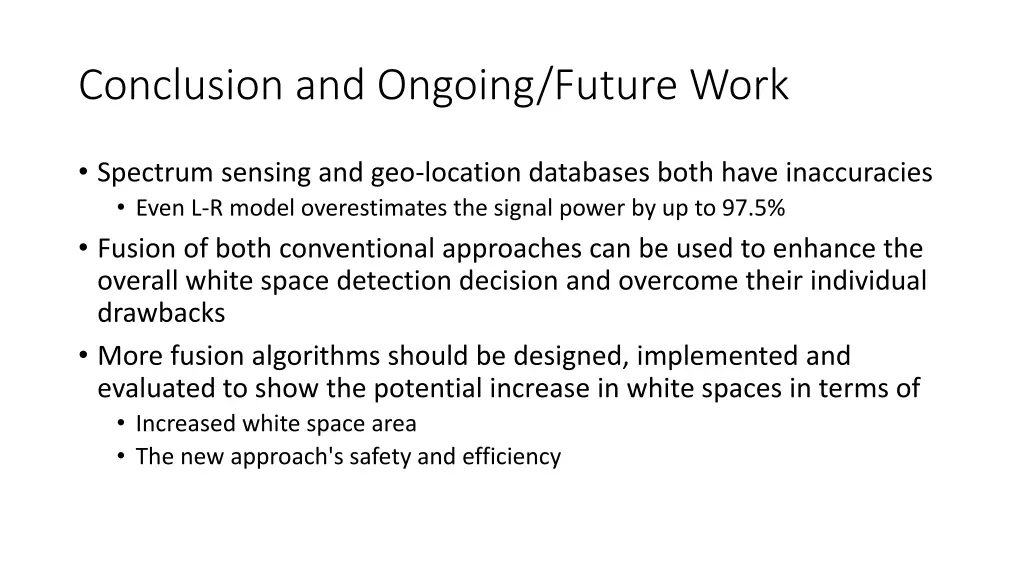 conclusion and ongoing future work