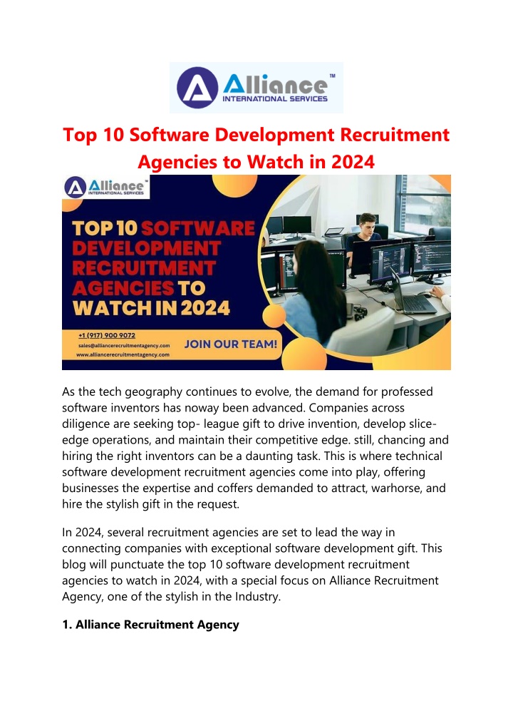 top 10 software development recruitment agencies