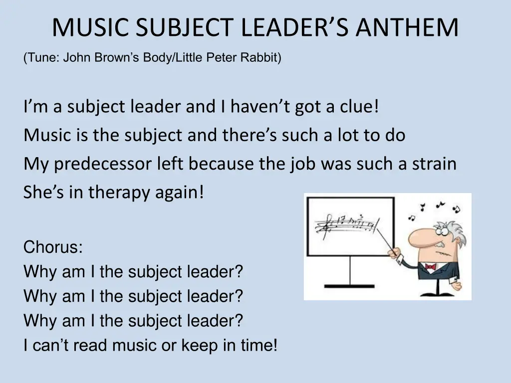 music subject leader s anthem