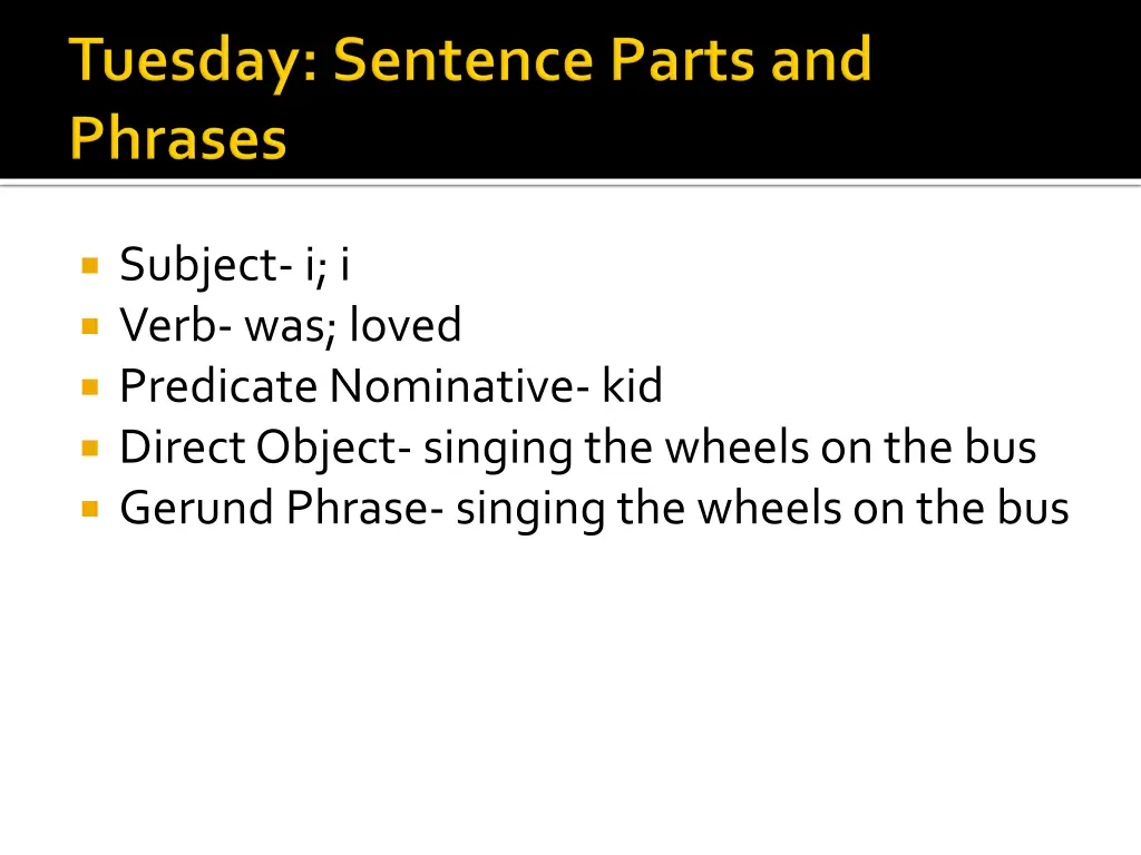 subject i i verb was loved predicate nominative