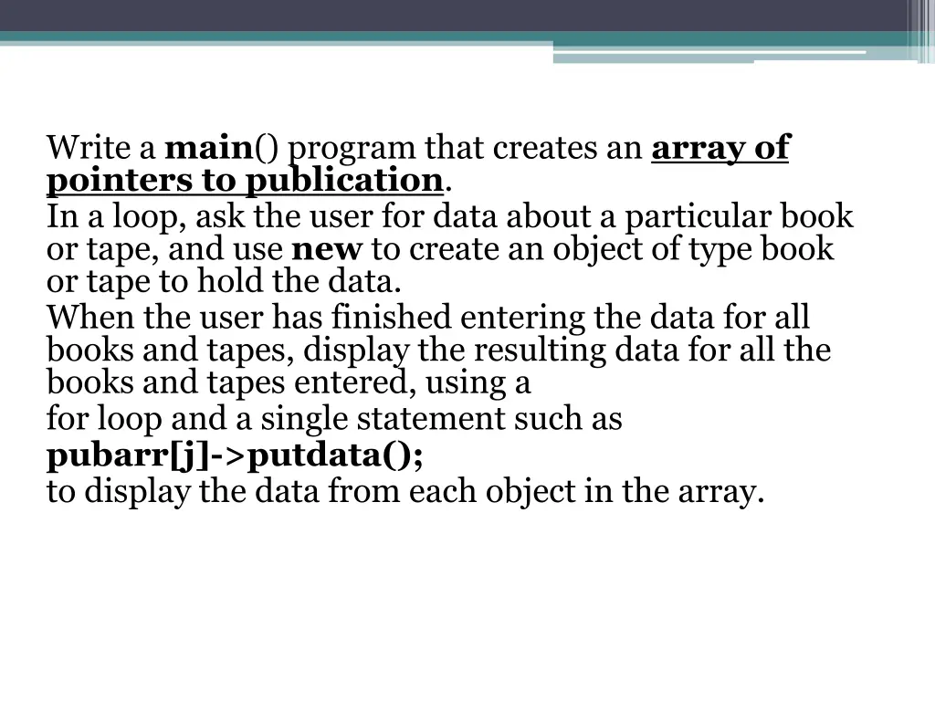 write a main program that creates an array