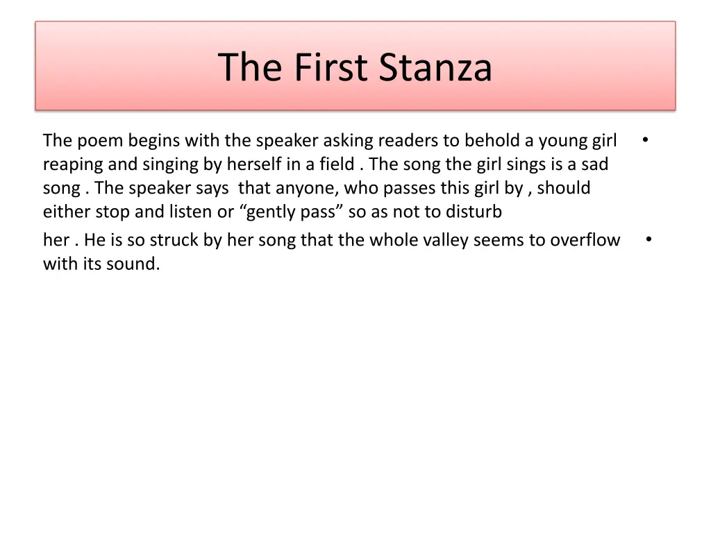 the first stanza