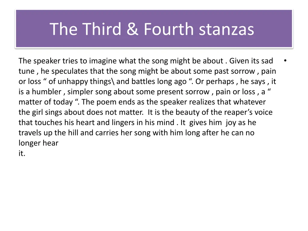 the third fourth stanzas