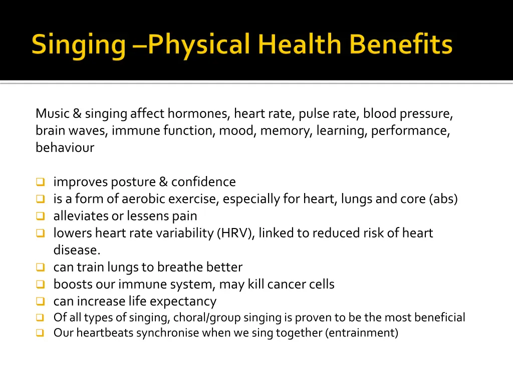 music singing affect hormones heart rate pulse