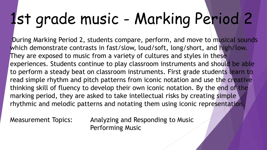 1st grade music marking period 2