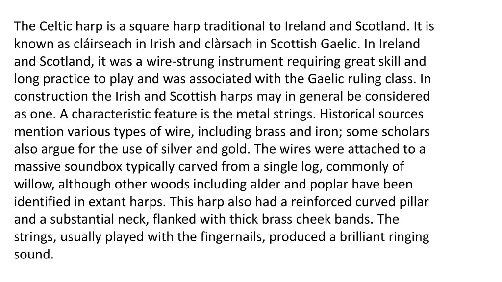 the celtic harp is a square harp traditional