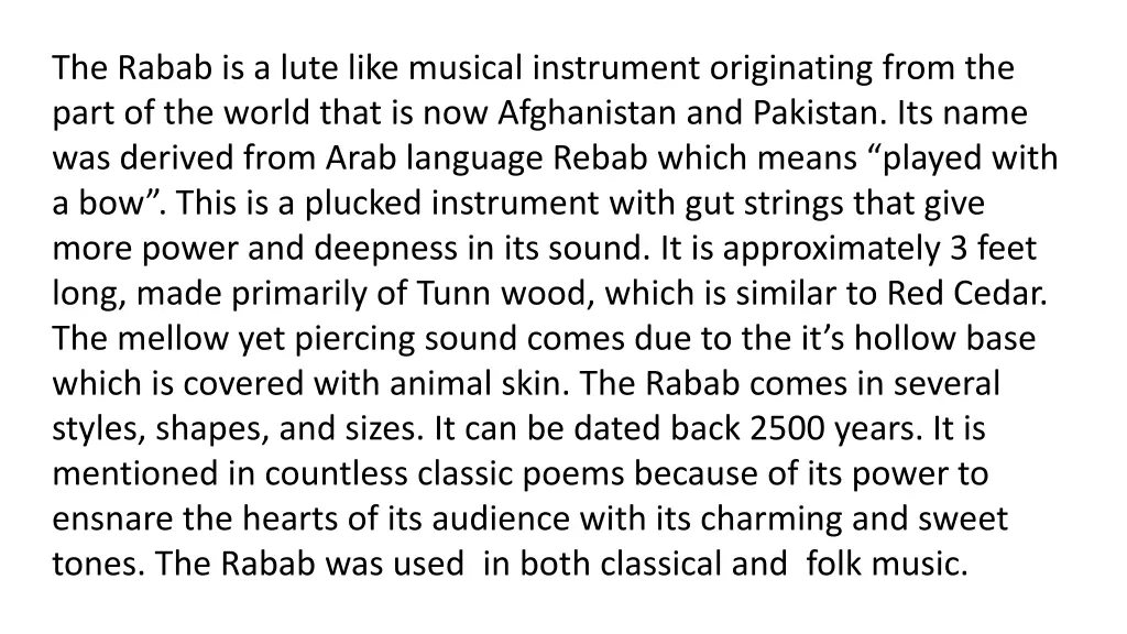 the rabab is a lute like musical instrument