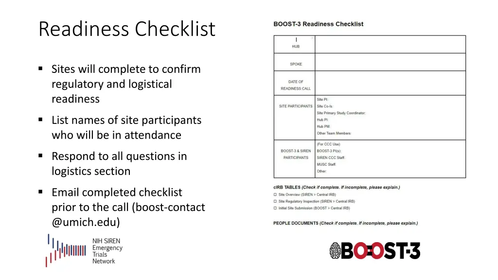 readiness checklist