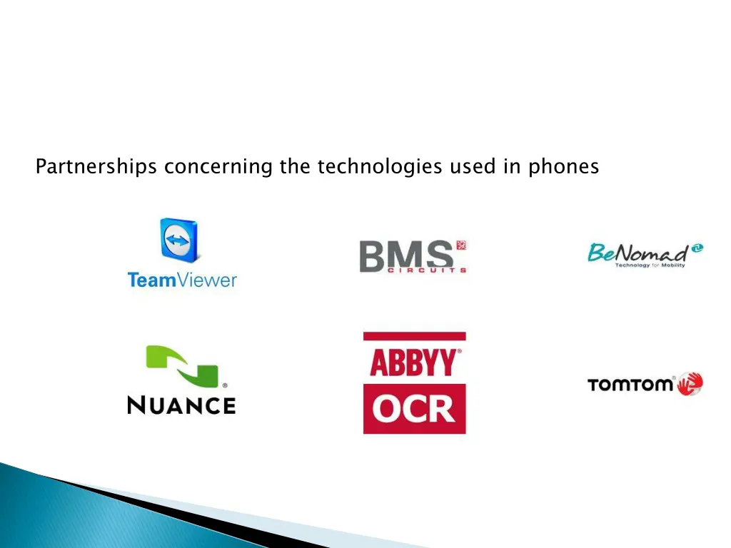 partnerships concerning the technologies used