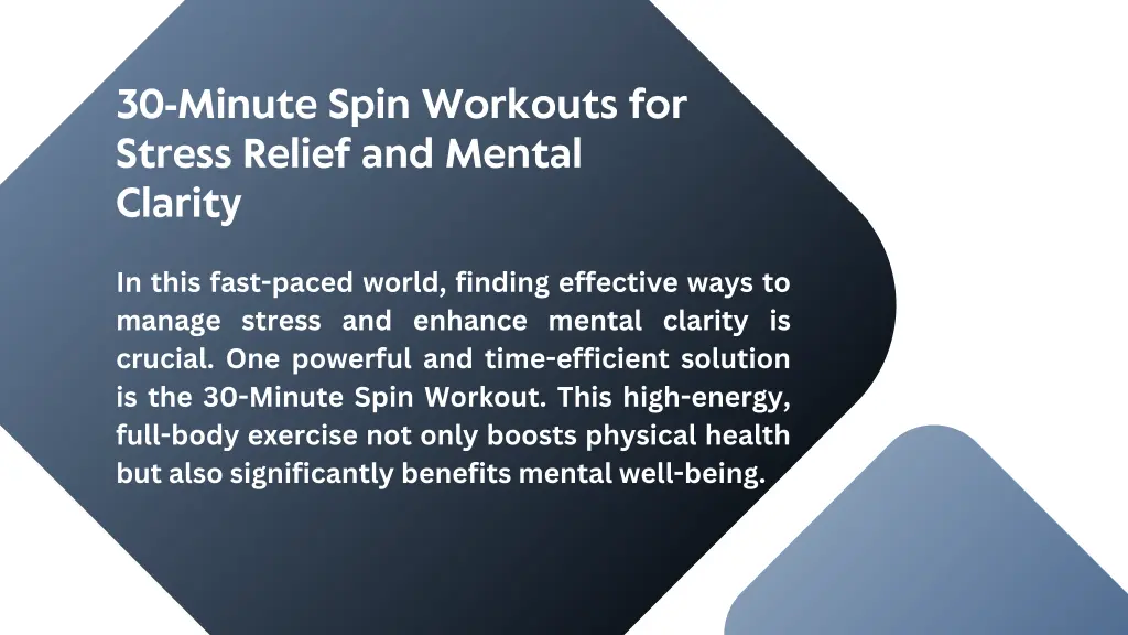 30 minute spin workouts for stress relief