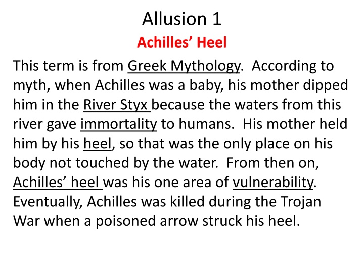 allusion 1 achilles heel