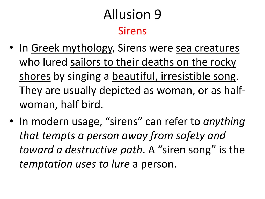 allusion 9 sirens