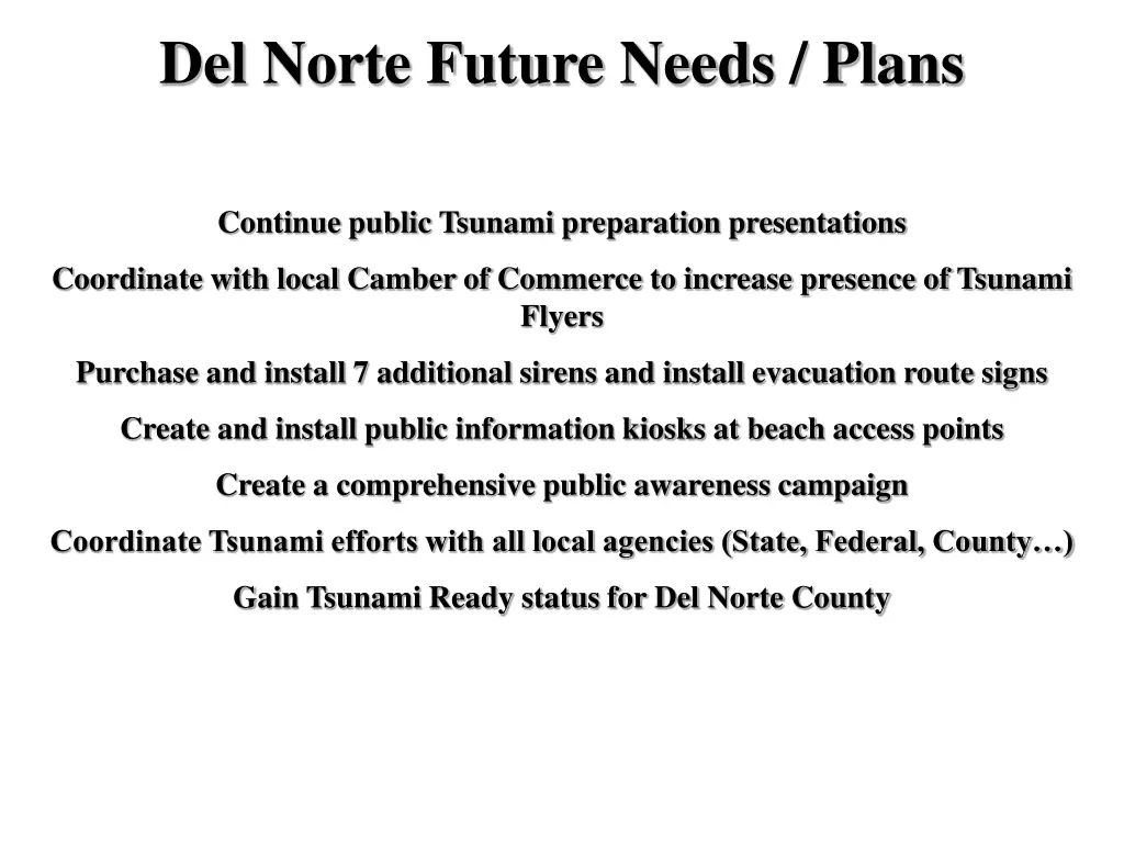 del norte future needs plans