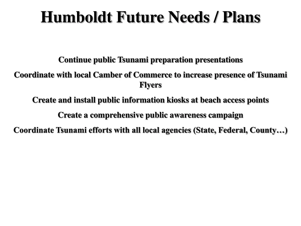 humboldt future needs plans