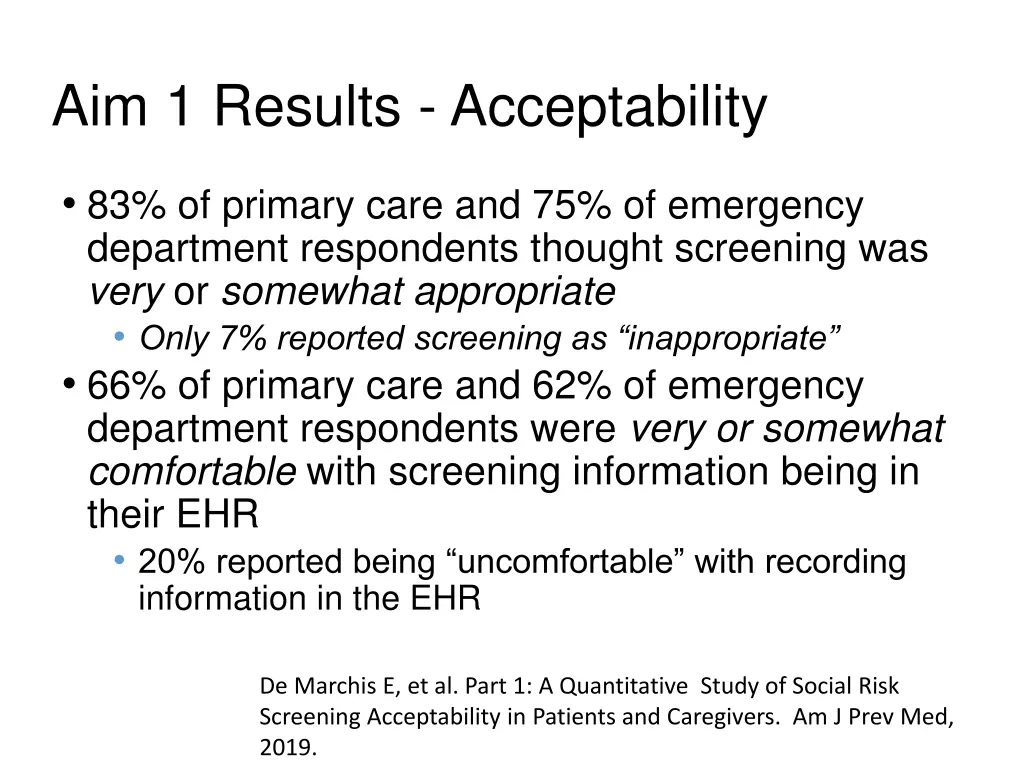 aim 1 results acceptability