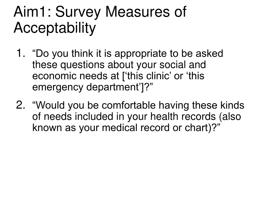 aim1 survey measures of acceptability