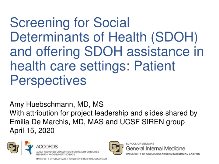 screening for social determinants of health sdoh