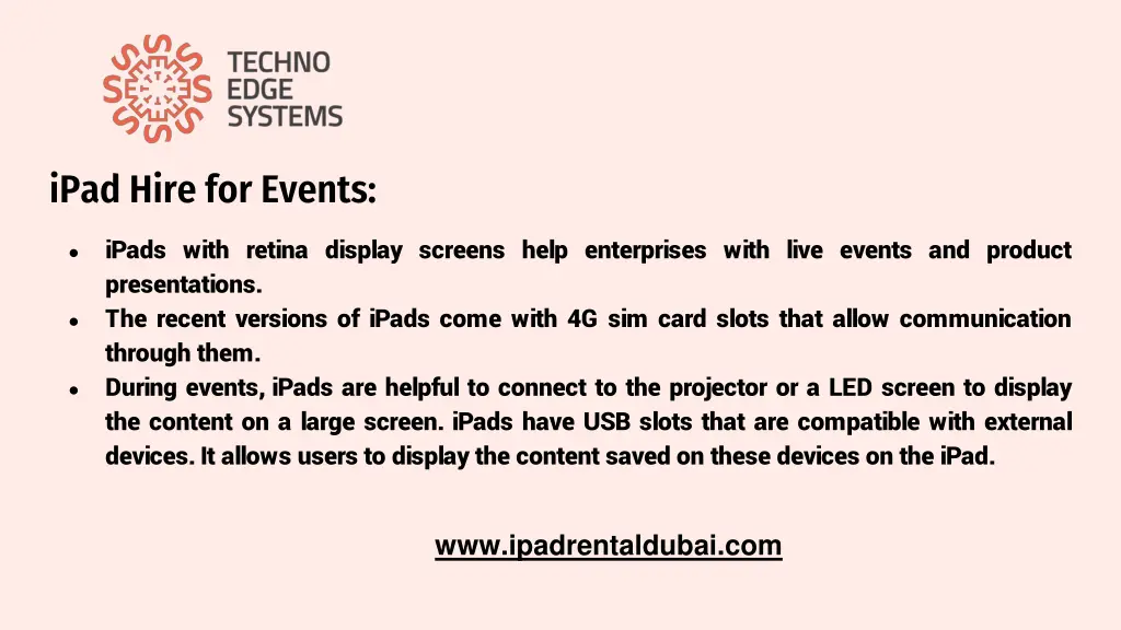 ipad hire for events