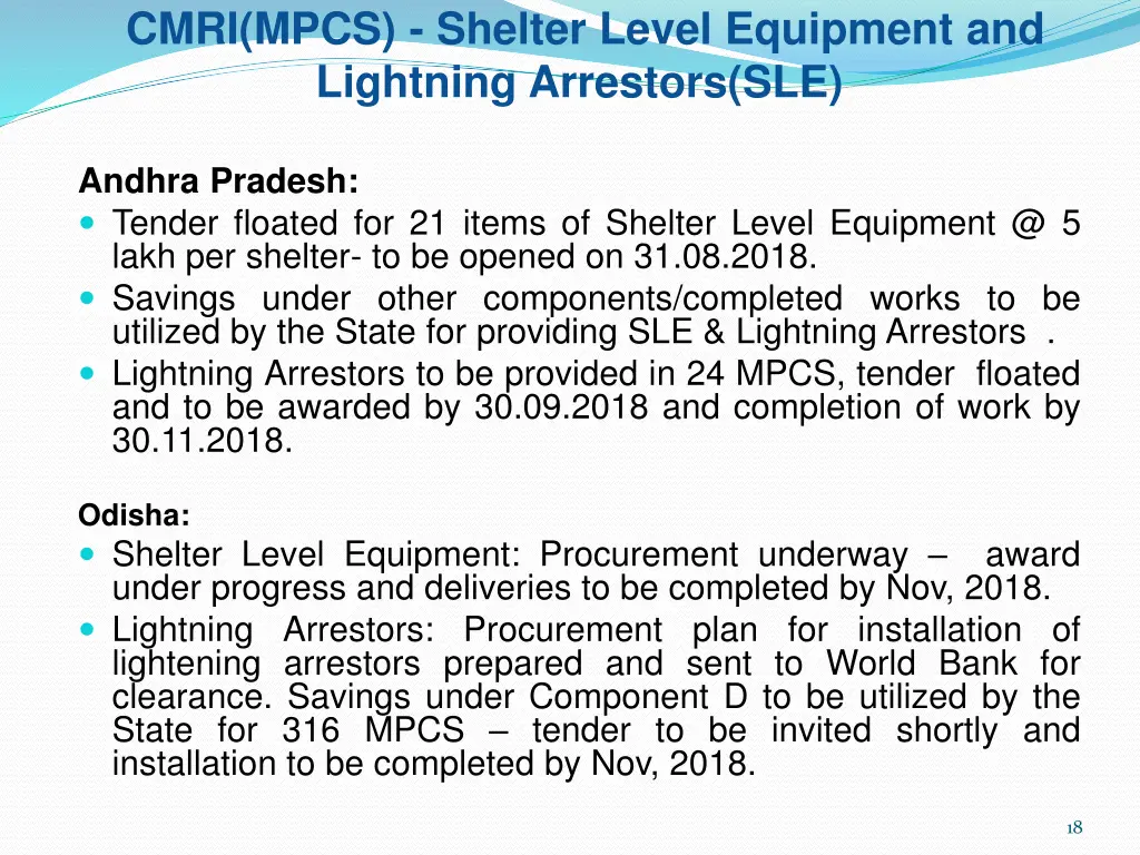 cmri mpcs shelter level equipment and lightning