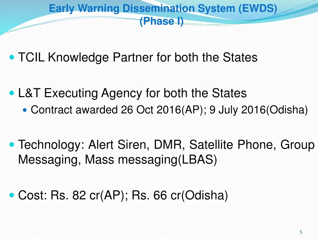 early warning dissemination system ewds phase i