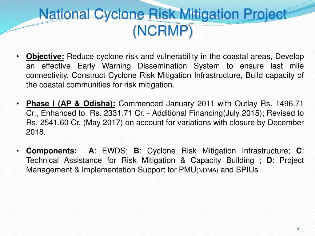 national cyclone risk mitigation project ncrmp