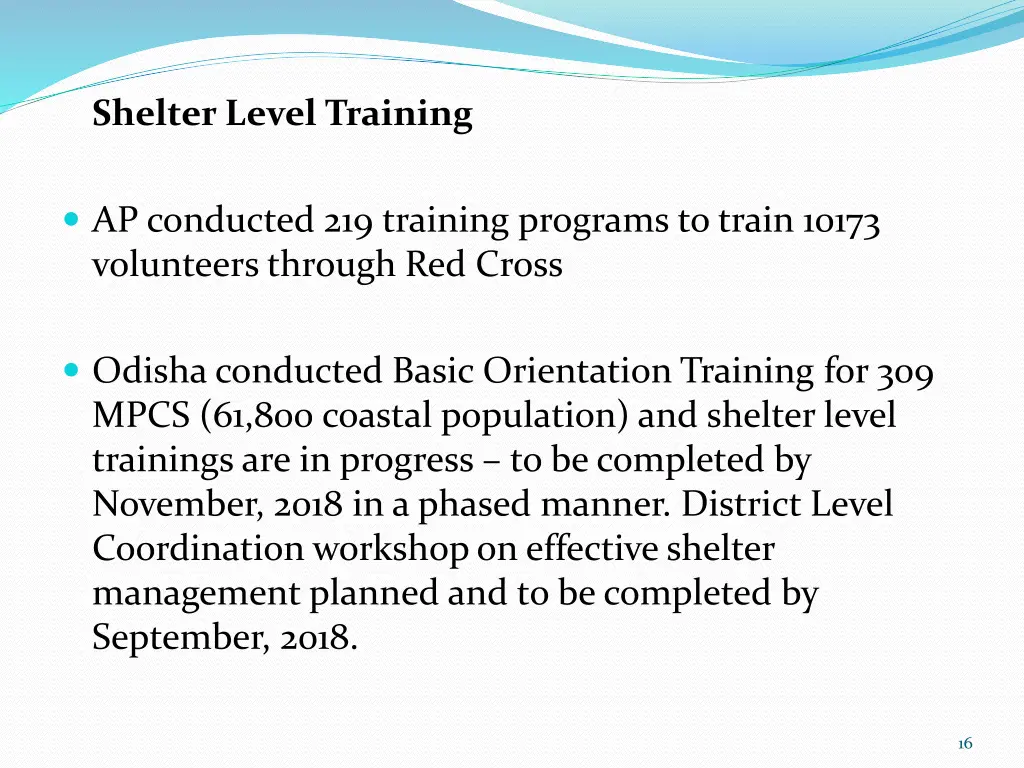 shelter level training