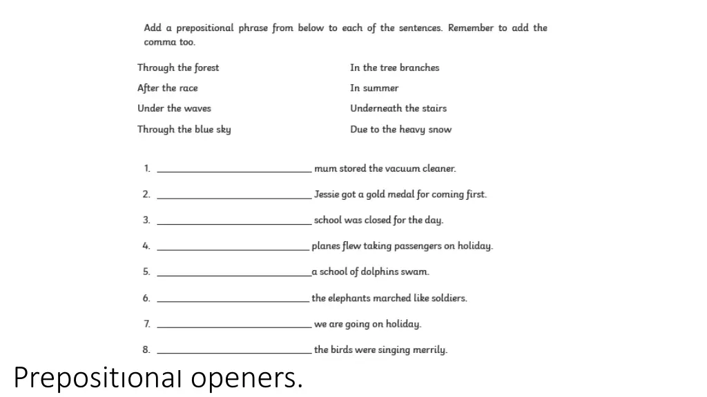 prepositional openers