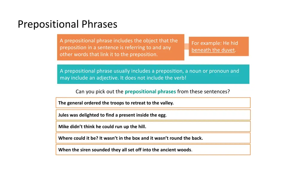 prepositional phrases