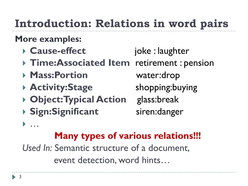 introduction relations in word pairs more