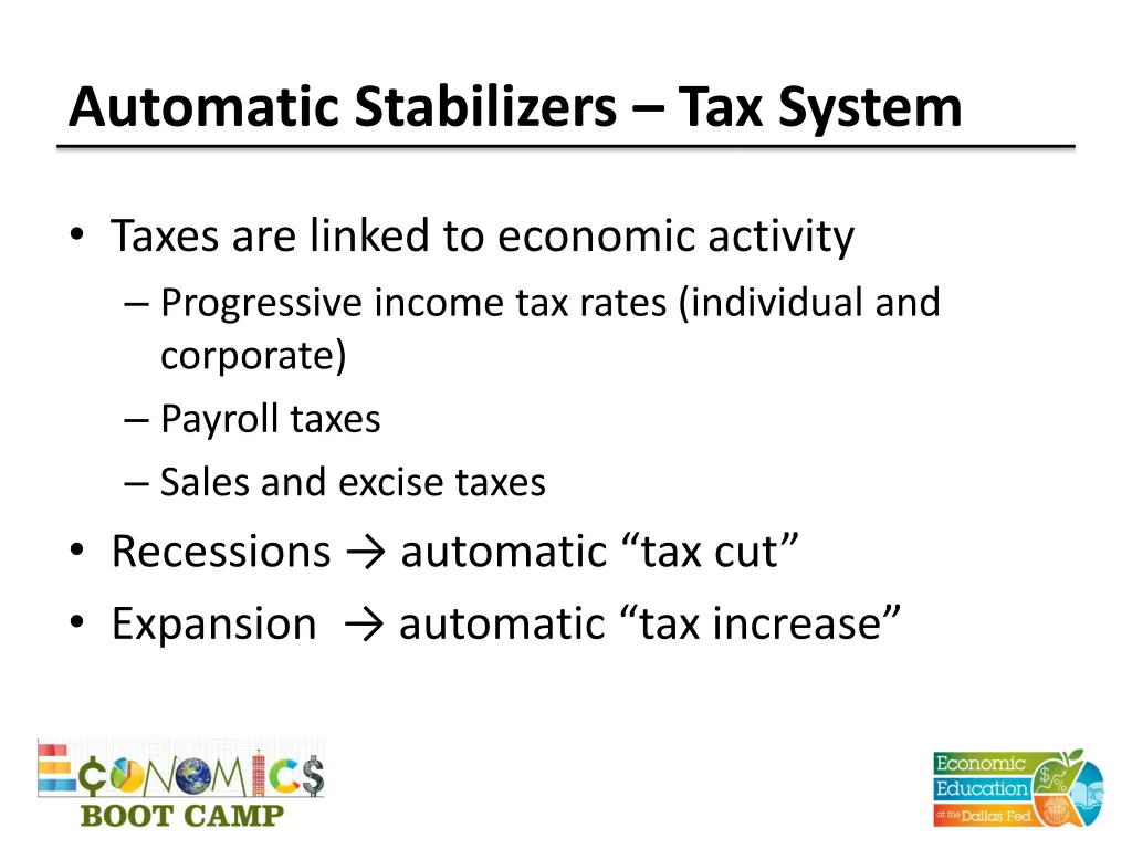 automatic stabilizers tax system