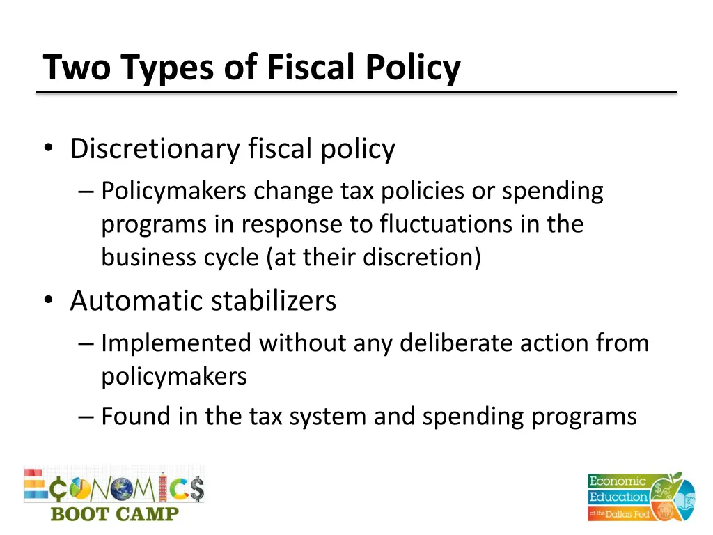 two types of fiscal policy