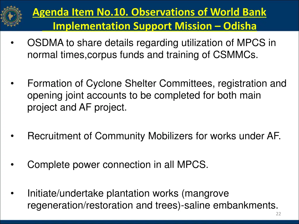 agenda item no 10 observations of world bank 1