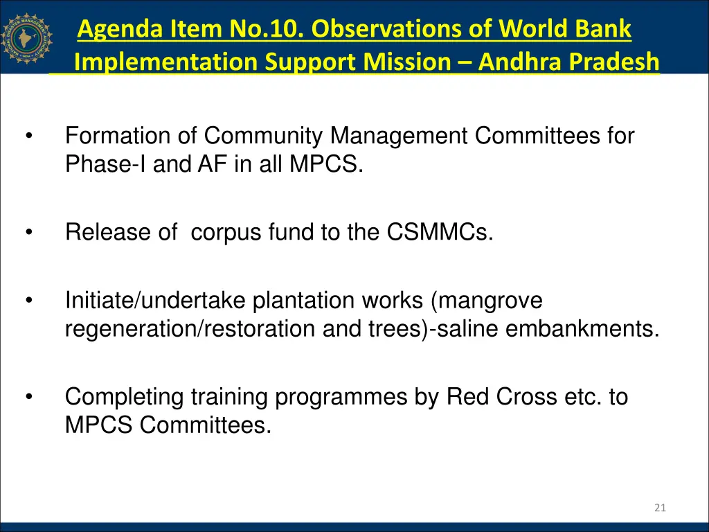 agenda item no 10 observations of world bank