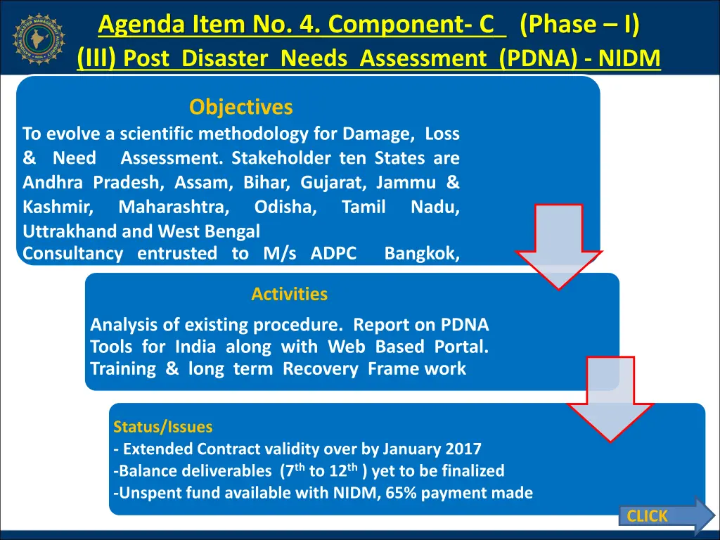 agenda item no 4 component c iii post disaster