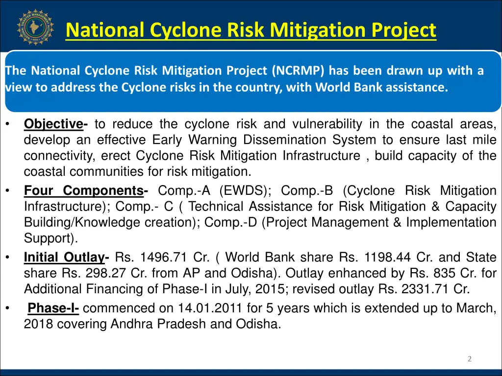 national cyclone risk mitigation project