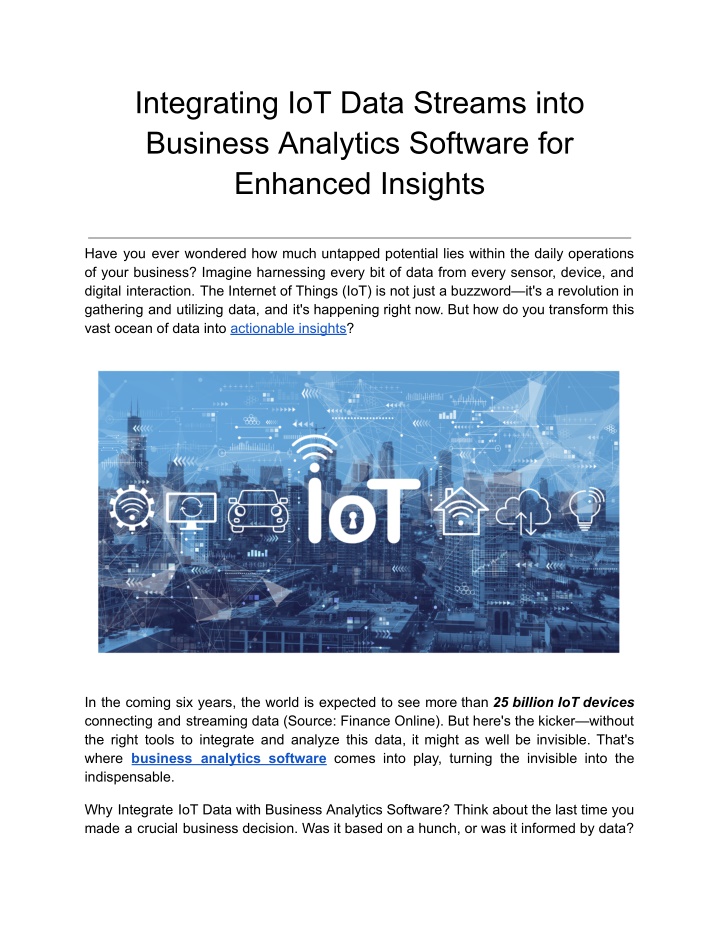 integrating iot data streams into business